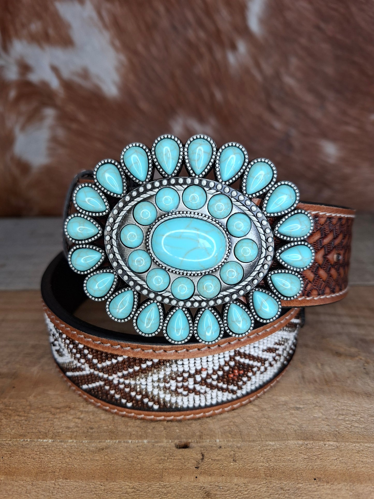Belt Buckle - Turquoise & Silver