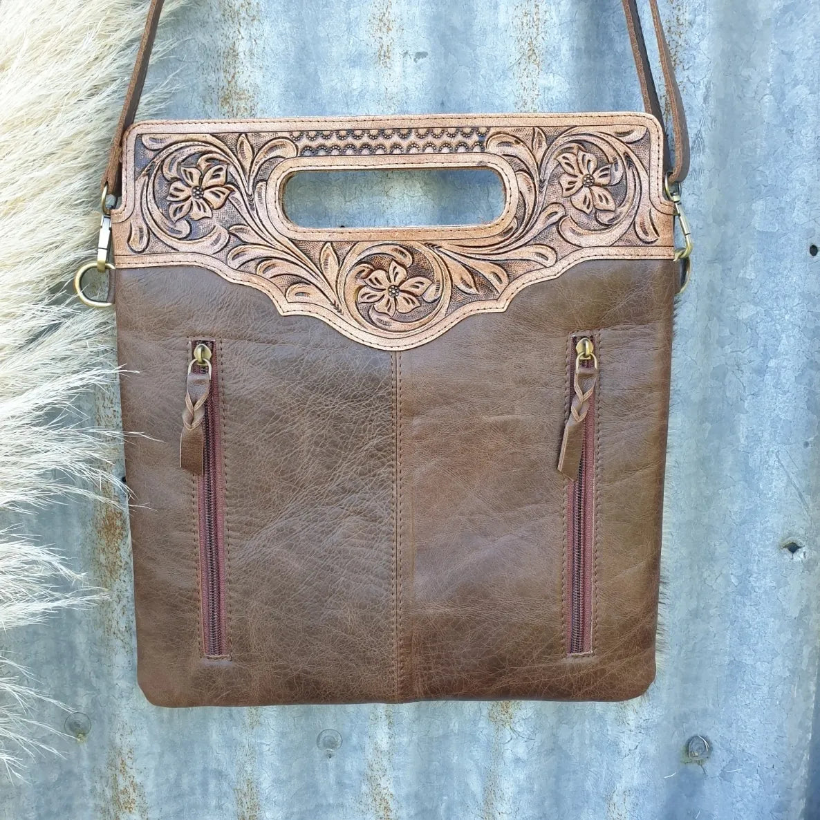 Tooled Top Shoulder Bag