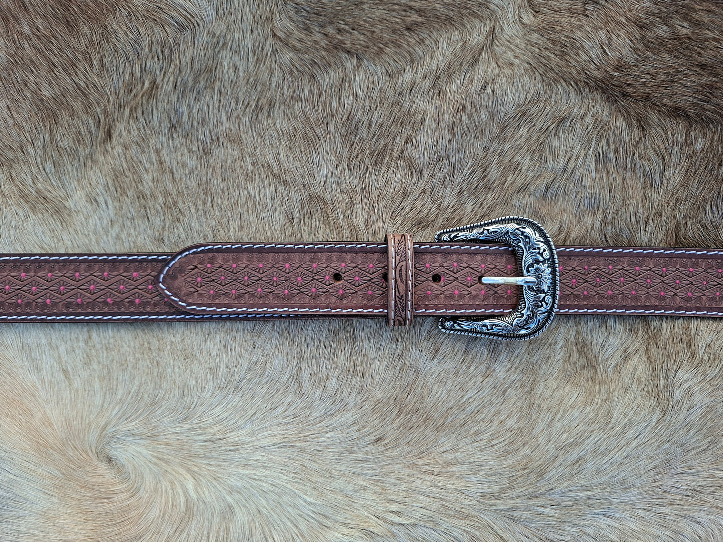 Embossed Belt - Pink dots