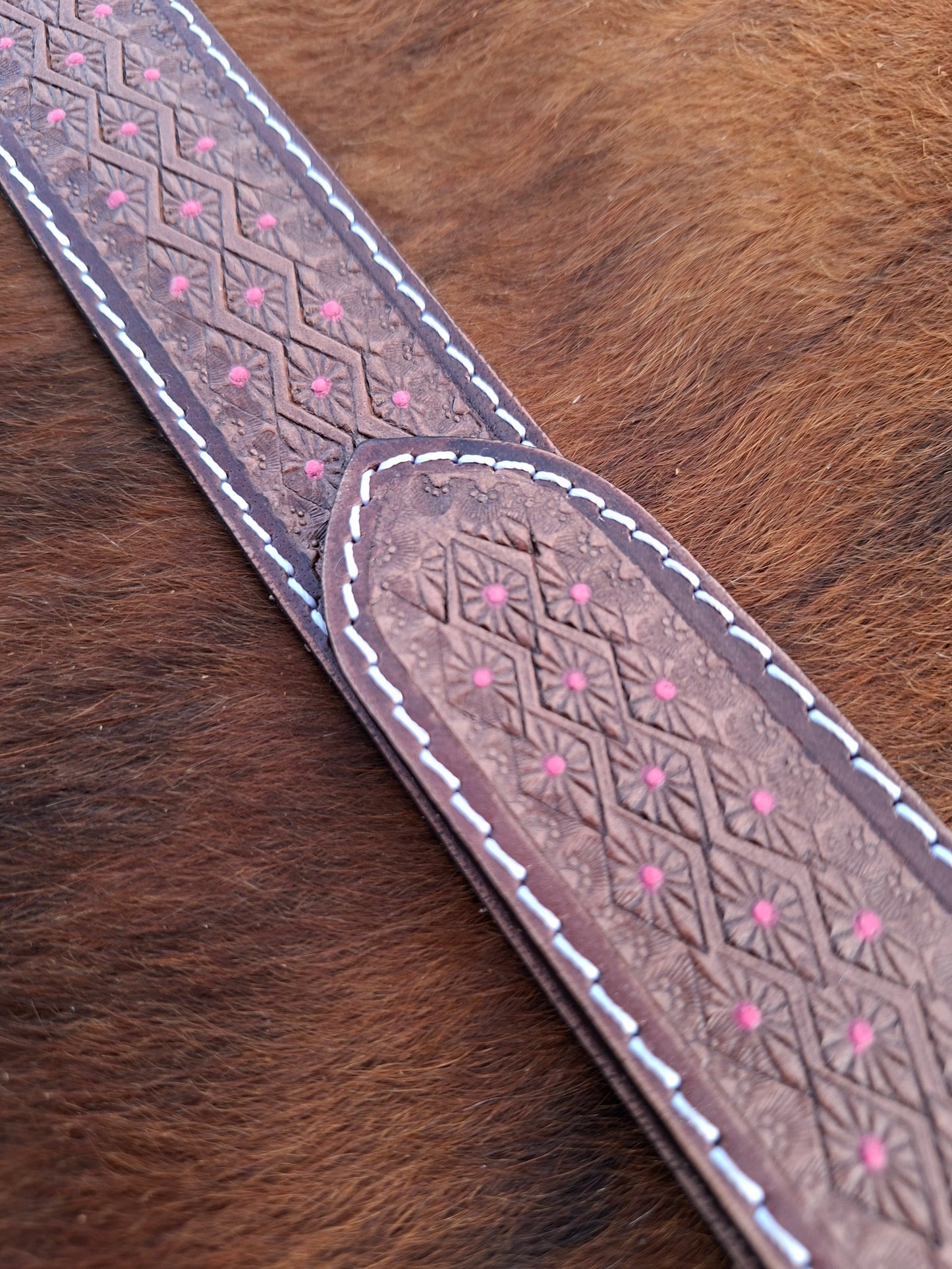 Embossed Belt - Pink dots