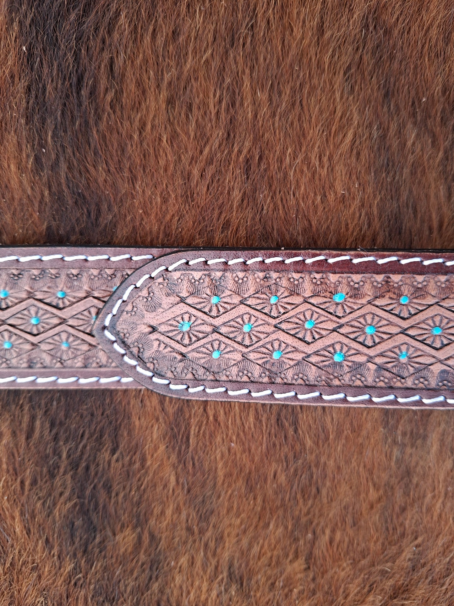 Embossed Belt - Turquoise dots